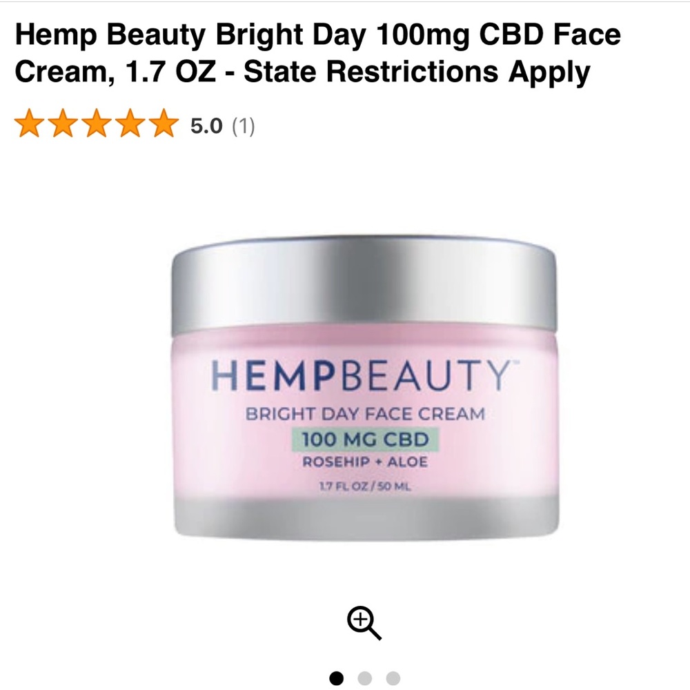 HempBeauty Bright Face Cream Aloe Rosehip 100 MG CBD New